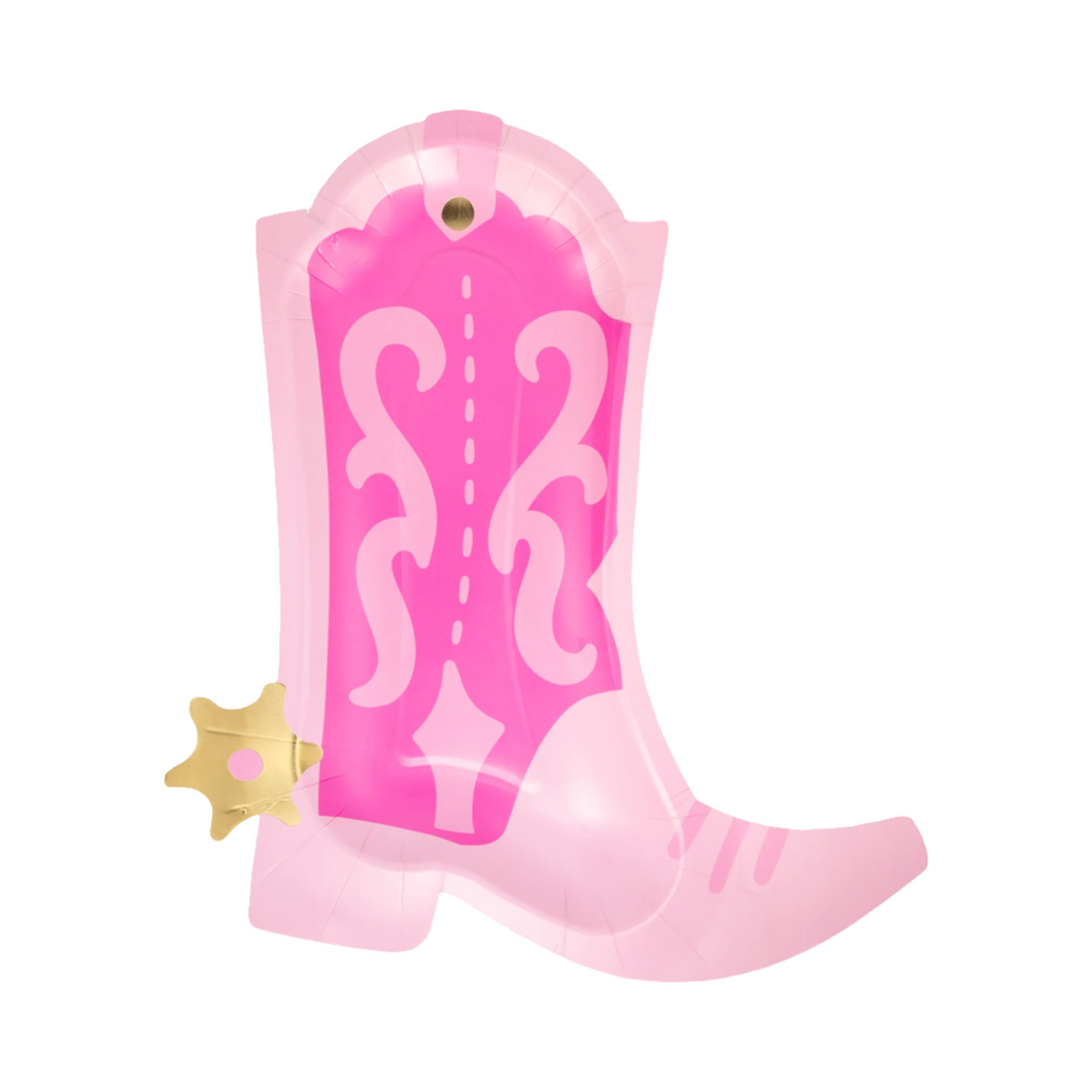 Cowgirl Pink Boot Shaped Plates (8 ct.)