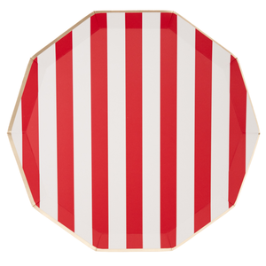 Cherry Red Signature Cabana Stripe Plates (8 ct.) by Bonjour Fête  753035862753 