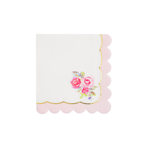 Tea Party Rose Corner Paper Cocktail Napkins (24 ct.)